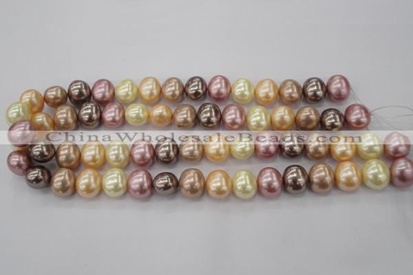 CSB699 15.5 inches 13*15mm oval mixed color shell pearl beads