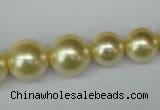 CSB923 15.5 inches 8mm - 14mm round shell pearl beads wholesale