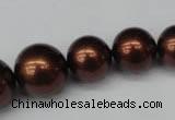 CSB924 15.5 inches 8mm - 14mm round shell pearl beads wholesale