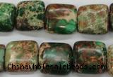 CSE115 15.5 inches 16*16mm square dyed natural sea sediment jasper beads