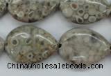 CSF03 15.5 inches 18*25mm flat teardrop shell fossil jasper beads