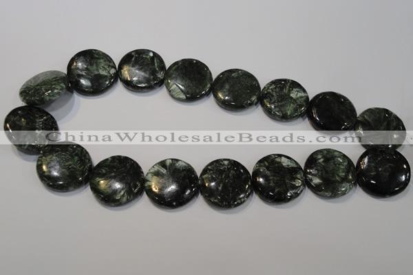 CSH127 15.5 inches 25mm flat round natural seraphinite gemstone beads