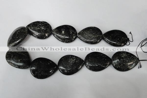 CSI109 15.5 inches 30*40mm flat teardrop silver scale stone beads