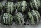 CSJ07 15.5 inches 16mm round green silver line jasper beads wholesale