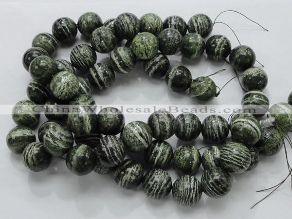 CSJ09 15.5 inches 20mm round green silver line jasper beads wholesale