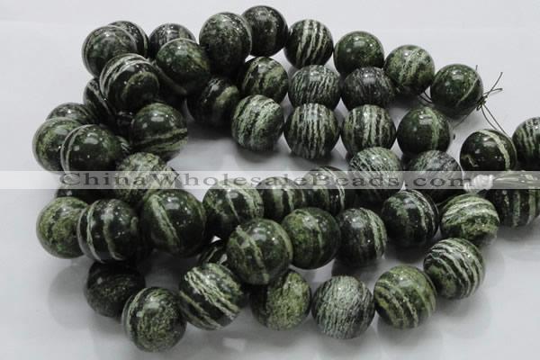 CSJ10 15.5 inches 22mm round green silver line jasper beads wholesale