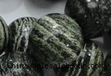 CSJ11 15.5 inches 25mm round green silver line jasper beads wholesale
