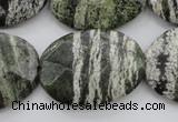 CSJ114 15.5 inches 22*30mm faceted oval green silver line jasper beads