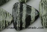 CSJ130 15.5 inches 30*30mm faceted triangle green silver line jasper beads