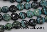 CSJ214 15.5 inches 10mm flat round dyed green silver line jasper beads