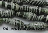 CSJ22 15.5 inches 10*30mm teardrop green silver line jasper beads