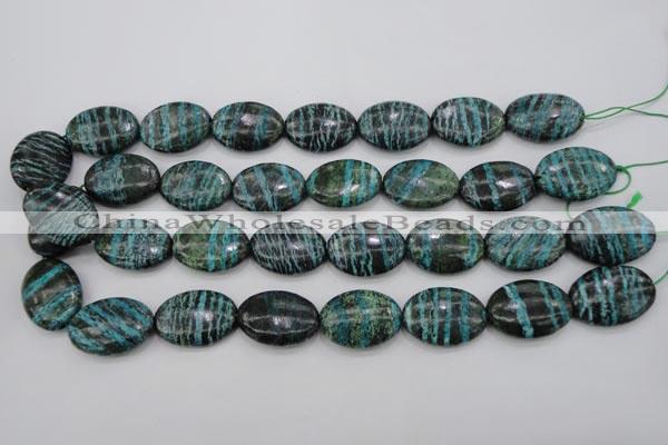 CSJ228 15.5 inches 18*25mm oval dyed green silver line jasper beads