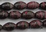 CSJ271 15.5 inches 10*14mm rice dyed green silver line jasper beads