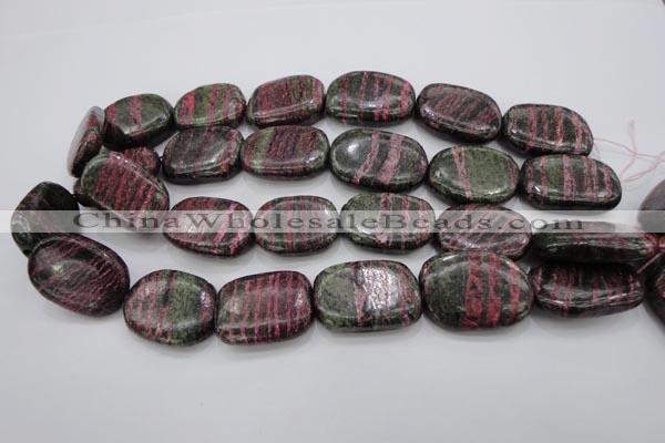 CSJ290 15.5 inches 22*30mm freeform dyed green silver line jasper beads