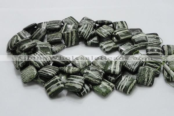 CSJ32 15.5 inches 20*20mm diamond green silver line jasper beads
