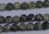 CSJ501 15.5 inches 6mm round matte green silver line jasper beads