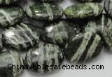 CSJ53 15.5 inches 15*20mm oval green silver line jasper beads