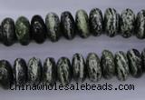 CSJ89 15.5 inches 6*12mm rondelle green silver line jasper beads