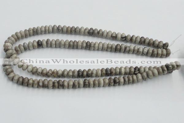 CSL02 15.5 inches 5*10mm rondelle silver leaf jasper beads wholesale