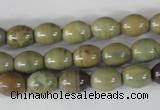 CSL103 15.5 inches 8*10mm rice silver leaf jasper beads wholesale