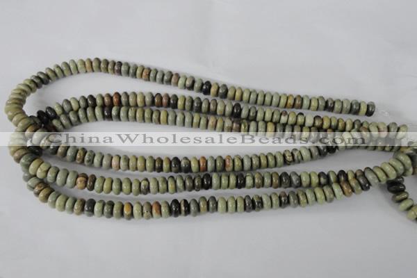 CSL108 15.5 inches 4*8mm rondelle silver leaf jasper beads wholesale