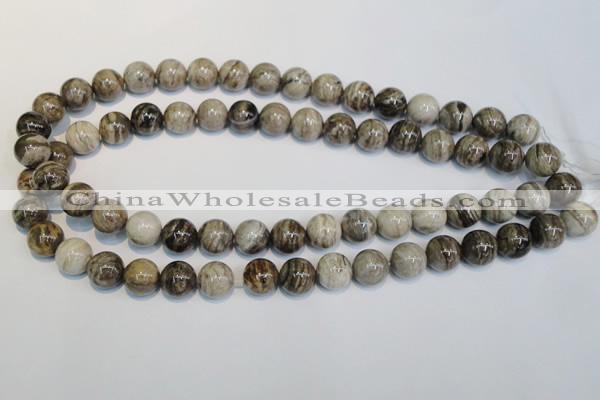 CSL12 15.5 inches 12mm round silver leaf jasper beads wholesale