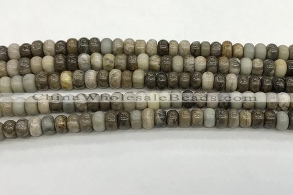 CSL126 15.5 inches 4*6mm rondelle sliver leaf jasper beads