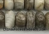 CSL128 15.5 inches 6*10mm rondelle sliver leaf jasper beads