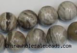 CSL14 15.5 inches 14mm round silver leaf jasper beads wholesale