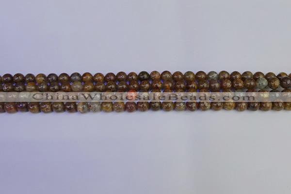 CSL220 15.5 inches 4mm round gold leaf jasper beads wholesale