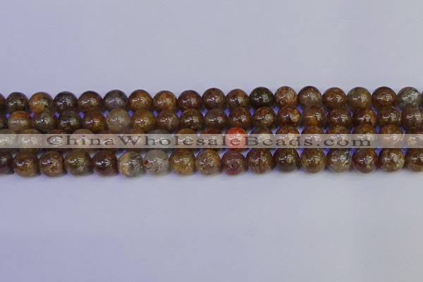 CSL223 15.5 inches 10mm round gold leaf jasper beads wholesale