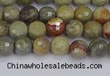 CSL231 15.5 inches 6mm faceted round silver leaf jasper beads