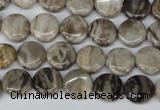 CSL27 15.5 inches 10mm flat round silver leaf jasper beads wholesale