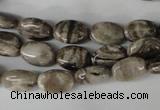 CSL40 15.5 inches 8*12mm oval silver leaf jasper beads wholesale