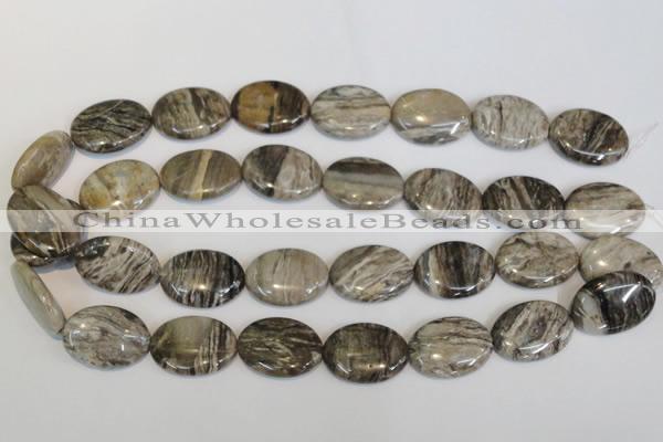 CSL45 15.5 inches 18*25mm oval silver leaf jasper beads wholesale
