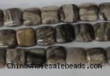 CSL50 15.5 inches 10*10mm square silver leaf jasper beads wholesale