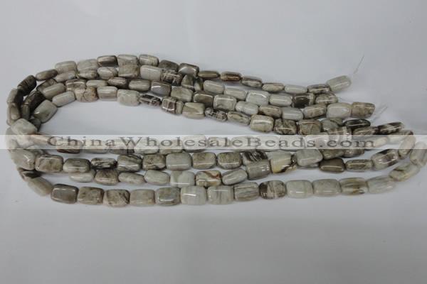 CSL65 15.5 inches 8*12mm rectangle silver leaf jasper beads wholesale