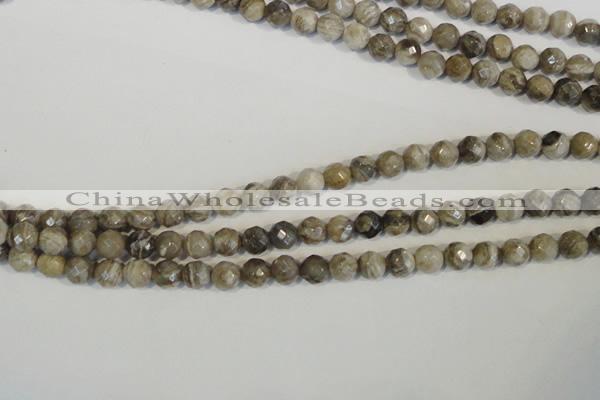 CSL91 15.5 inches 6mm faceted round silver leaf jasper beads wholesale