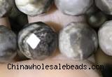 CSL94 15.5 inches 10mm faceted round sliver leaf jasper beads
