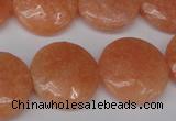 CSM30 15.5 inches 20mm flat round salmon stone beads wholesale