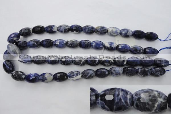 CSO363 15.5 inches 12*16mm faceted rice natural sodalite beads