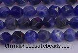 CSO551 15.5 inches 6mm faceted nuggets sodalite gemstone beads