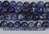 CSO558 15.5 inches 4mm faceted round sodalite gemstone beads