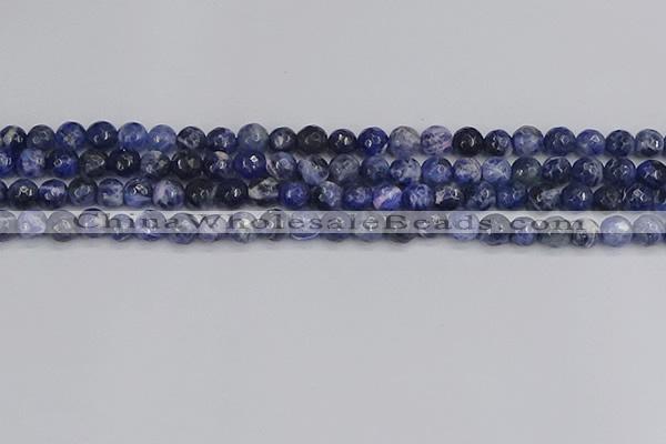 CSO559 15.5 inches 6mm faceted round sodalite gemstone beads