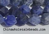 CSO567 15.5 inches 10mm faceted nuggets matte sodalite beads