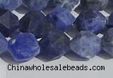 CSO568 15.5 inches 12mm faceted nuggets matte sodalite beads