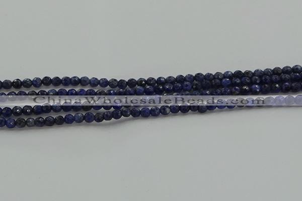 CSO641 15.5 inches 4mm faceted round sodalite gemstone beads