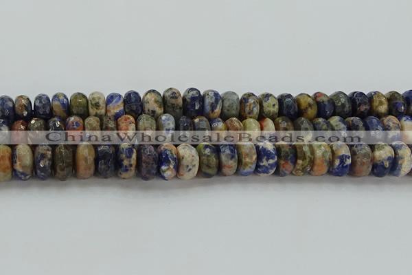 CSO765 15.5 inches 8*14mm faceted rondelle orange sodalite beads