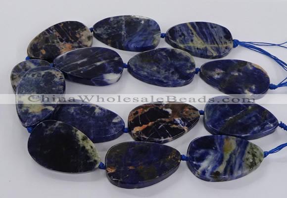 CSO821 15.5 inches 30*50mm - 32*52mm flat teardrop orange sodalite beads