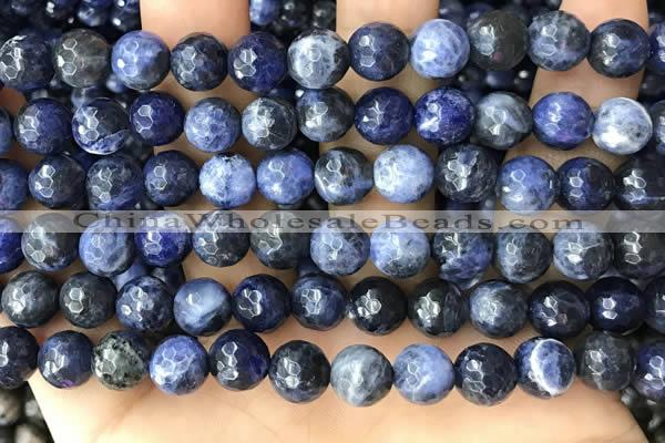 CSO847 15 inches 8mm faceted round sodalite beads wholesale